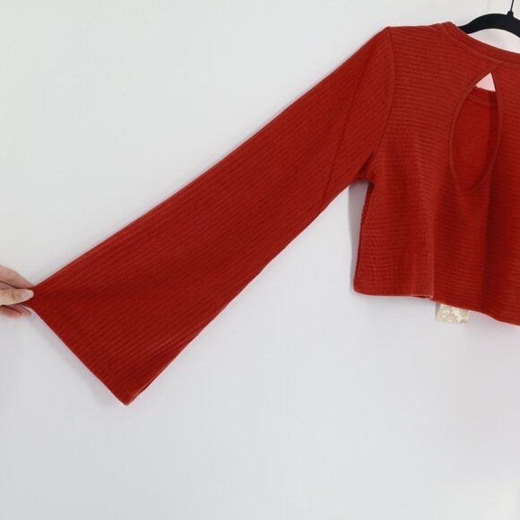 Band Of The Free Rust Long Sleeve Crop Top Womens Small  Boho Gypsy Hippie NWT - Picture 10 of 13